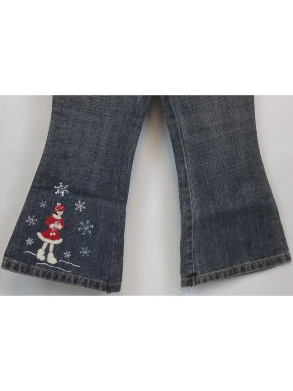 2008 Gymboree Cozy Winter Snowflake Denim Jeans sz 3 Embroidered Embellished NEW